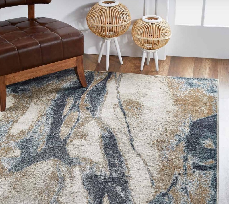 medium pile rug with speckled colors like a wave